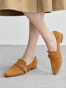 CUCCOO BIZCHIC Women's Buckle Design Casual Fashionable Flat Shoes Valentine's Day - Brown - View 4