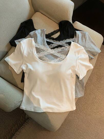 Resyla Women's Solid Color Round Neck Short Sleeve Casual Versatile T-Shirt