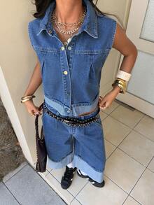 StreetHx Quần jeans nữ ống rộng dài đến mắt cá chân (7/8) thời trang, thoải mái, đa năng. - Rửa trung bình - Xem 3