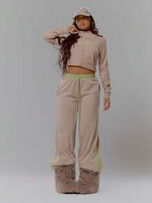 MUSERA High Neck Zip Through Fitted Long Sleeve Top Co-Ord Top Only Streetwear Coolgirl Winter Sexy Casual Odd Drift - Multicolor - View 3