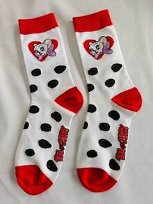TOM & JERRY X Joivida 1 Pair Of Fashionable Cat And Mouse Socks, Sweat Absorbing And Breathable Casual Socks - White - View 7