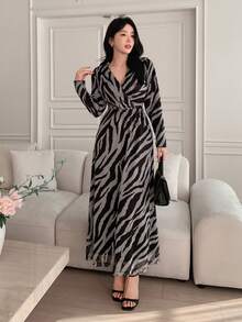 DAZY 优雅亮片连衣裙，高端奢华小众派对礼服吊带裙 - 黑色 - 查看 7