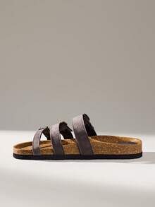 Solecia Women's Adjustable 3-Strap Open Toe Beach Sandals, Gray Slide Sandals For Beach & Vacation - Grey - View 6