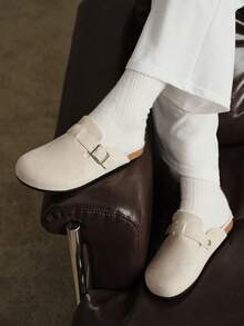 女士休闲百搭通勤日常保暖平底鞋 - 卡其色 - 查看 4