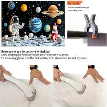 1 件太空主题生日派对背景布 - 卡通外太空行星、火箭和星星 - 涤纶悬挂横幅，适用于节日和摄影 - 彩色 - 查看 4