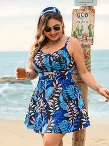 Swim Lushoire Bộ tankini nữ cỡ lớn in họa tiết ngẫu nhiên, lưng chéo, kiểu dáng kín đáo và thanh lịch, thích hợp cho tiệc tùng, bãi biển, hồ bơi và kỳ nghỉ. - Nhiều màu - Xem 6