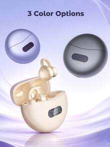Teckwe Purple LED Display Clip-On Earphones, Sound-Proof, Long-Wearing Comfort, Open-Ear Sports Design, Wireless Earbuds With Voice Call Support, Valentine's Day Gift - one-size - View 7