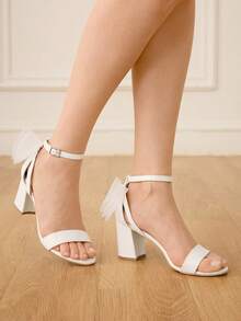 CUCCOO HITCHD 女士搭扣设计时尚日常穿搭高跟凉鞋 - 白色 - 查看 8