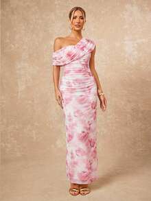 Lumalex Váy dài ôm sát người phong cách Bohemian, thích hợp cho kỳ nghỉ hè 2025, lễ Phục Sinh, tiệc ngoài trời, lễ cưới, lễ cưới người lớn, tiệc tựu trường, tiệc thanh lịch Angola màu đỏ lưới, lệch vai, xếp ly, trang trí. - trắng - Xem 3