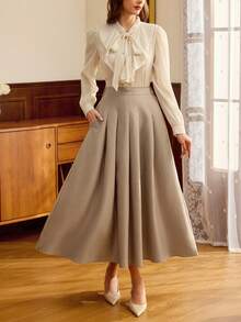 Vintamour Spódnica midi Elegancka damska plisowana z kieszeniami, idealna do pracy, na wakacje i święta Wiosna/Lato dla kobiet Wakacje letnie Lato Wiosna Kobiety Wiosna Wiosenne wakacje Walentynki Elegancka dla kobiet Na co dzień dla kobiet Wakacje letnie Spódnica Elegancka spódnica midi Skromna spódnica damska Elegancka w stylu francuskim Wiosna dla kobiet Wiosna dla kobiet - Kolor khaki - Zobacz 5