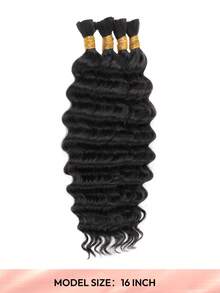 100% Human Braiding Hair For Boho Braids Deep Wave Curly Human Hair Braiding Hair 4 Bundles/Pack 95g Full Head Natural Black Bulk Human Hair Extension For Knotless Braiding Wet Wavy No Weft Pre Separated Braiding Hair Human Hair Extensions For Women - Natural Black - View 2