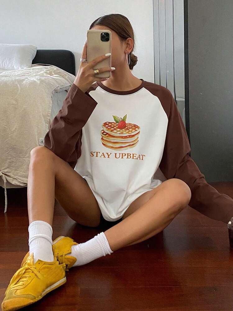 Women's Loose Fit Round Neck Graphic Print T-Shirt