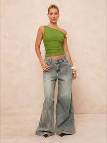 Lumalex 春夏不对称露肩软网褶皱波浪下摆上衣，饰有金属装饰，适合春假、夏季假期、情人节、嘉年华、海滩婚礼宾客、女士奢华晚宴、伴娘、婚礼及活动、外出、优雅度假、女士奢华晚宴、复古闪亮假日派对、锐舞节、郊游、度假、热门户外、层次丰富的婚礼季、宴会派对、生日派对等场合。 - 綠色 - 查看 5