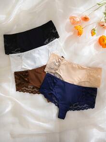5pcs/Set Charming Lace Trim Thong Panties - Multicolor - View 3