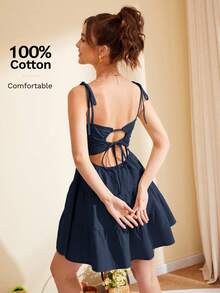 Soleia 女性時尚夏季細肩帶連身裙 - 藏蓝色 - 查看 1