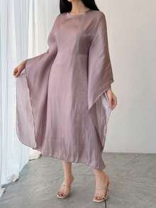 DAZY Women's Elegant Solid Color Long Dress, Spring/Summer Wedding Guest Dress Sundress - Purple - View 6