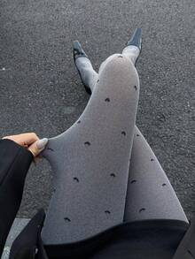 DAZY Women's Slim Fit Solid Color Leggings, Autumn/Winter - Grey - View 3