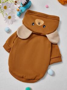 PETSIN 1pc Animal Cosplay Costume Hoodie, Suitable For Dogs And Cats To Wear Outdoors - Brown - View 4