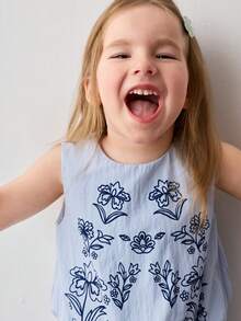 Maija Kids Young Girl Printed Woven Shirt And Skirt Casual Cute Set - Blue - View 4