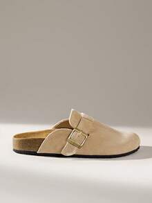 Solecia Women's Casual Slip-On Mules With Buckle Design - Apricot - View 1