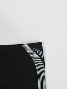 Zalmeno 男士条纹印花休闲泳裤 男士泳装 黑色泳裤 男士泳裤 男士三角泳裤 - 黑色 - 查看 5