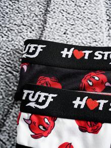 HOT STUFF X SHEIN Quần lót nữ thoải mái, mềm mại, thoáng khí, in hình quỷ hoạt hình. - Đen và trắng - Xem 3