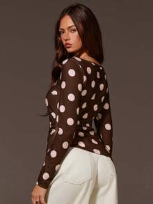 Athîral 女士波点褶皱休闲百搭日常长袖上衣