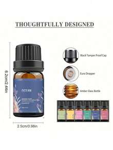 1Set/6pcs Essential Oils, 6*0.34 Oz Suitable For Humidifiers, Aroma Diffusers, DIY Candles - Contains Lily, Jasmine, Lemon, Ocean, Rose, Cherry Blossom - Best Holiday Gift - Multicolor - View 3