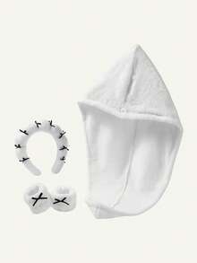 Zestaw 3 szt.: Chłonny czepek do suszenia włosów + opaska na głowę + opaska na nadgarstek, miękki czepek do suszenia włosów wykonany z materiału tekstylnego, odpowiedni do użytku domowego - Wielokolorowe - Zobacz 21