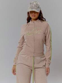 MUSERA High Neck Zip Through Fitted Long Sleeve Top Co-Ord Top Only Streetwear Coolgirl Winter Sexy Casual Odd Drift - Multicolor - View 5