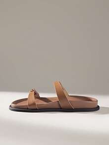 Solecia Women's Buckle Design Casual Everyday Wear Sandals - Brown - View 6