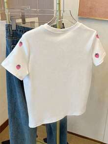 Resyla 女士休闲草莓印花短袖T恤，夏季 - 彩色 - 查看 2