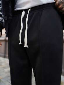 Artur Kramer 男士秋季抽绳腰直筒裤 - 黑色 - 查看 3