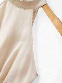 SHEIN Franclia 女士纯色无袖褶皱吊带衫，优雅夏季之选 - 香檳色 - 查看 3