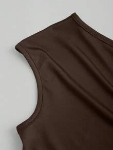 Sweetra 3件套女士纯色休闲简约斜肩上衣套装 - 彩色 - 查看 4