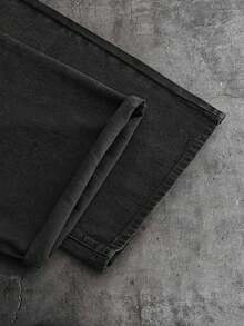 AXEPEAK Pantalones estampados lavados para hombres, diseño de bajo curvo - Negro - Ver 5