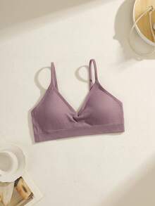 NudeFit 3pcs/Set Seamless Ribbed Wireless Casual Women Bras - Mocha Brown - View 6