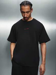 PLAYBOY X SUMWON Oversized Short Sleeve T-Shirt And Shorts Co-Ord Set With Large Back Graphic Print And Chest Logo Detail For Casual Summer Wear - Black - View 2