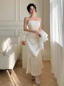 DAZY Women's Elegant Lace Sleeveless Dress With Belt, 2 Pieces Set, Summer - Beige - View 6