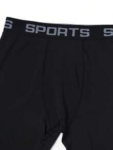 Manfinity Sport Corelite Men's Letter & Mountain Print Waistband Sports Compression Pants - Black - View 5