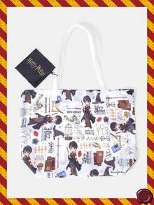 HARRY POTTER X SHEIN 时尚大容量彩虹猫图案手提包 - 白彩色 - 查看 2