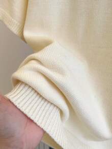 男士休闲常规圆领短袖毛衣 - 杏色 - 查看 3