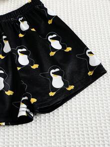 SHEIN 2pcs/Set Piyama Kasual Longgar Bayi Laki-laki, Cocok untuk Hadiah Paskah Musim Panas untuk Bayi, Pakaian Bayi Motif Angsa, Pakaian Bayi Hewan - MultiWarna - View 4