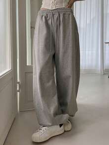 DAZY Drawstring Waist Wide Leg Sweatpants Fall,Winter Women Joggers - Grey - View 7