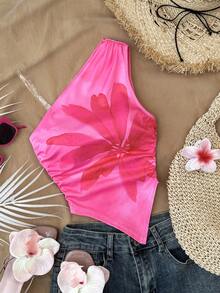 SHEIN Tween Girl Floral Print Asymmetric Hem Ruffle Cami - Multicolor - View 1