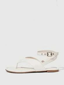 HighSole Dép xăng đan đế bằng quai ngang đa năng dành cho nữ. - trắng - Xem 2