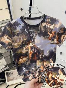 Resyla Women's Allover Print Fashionable Crew Neck Short Sleeve T-Shirt - Multicolor - View 1