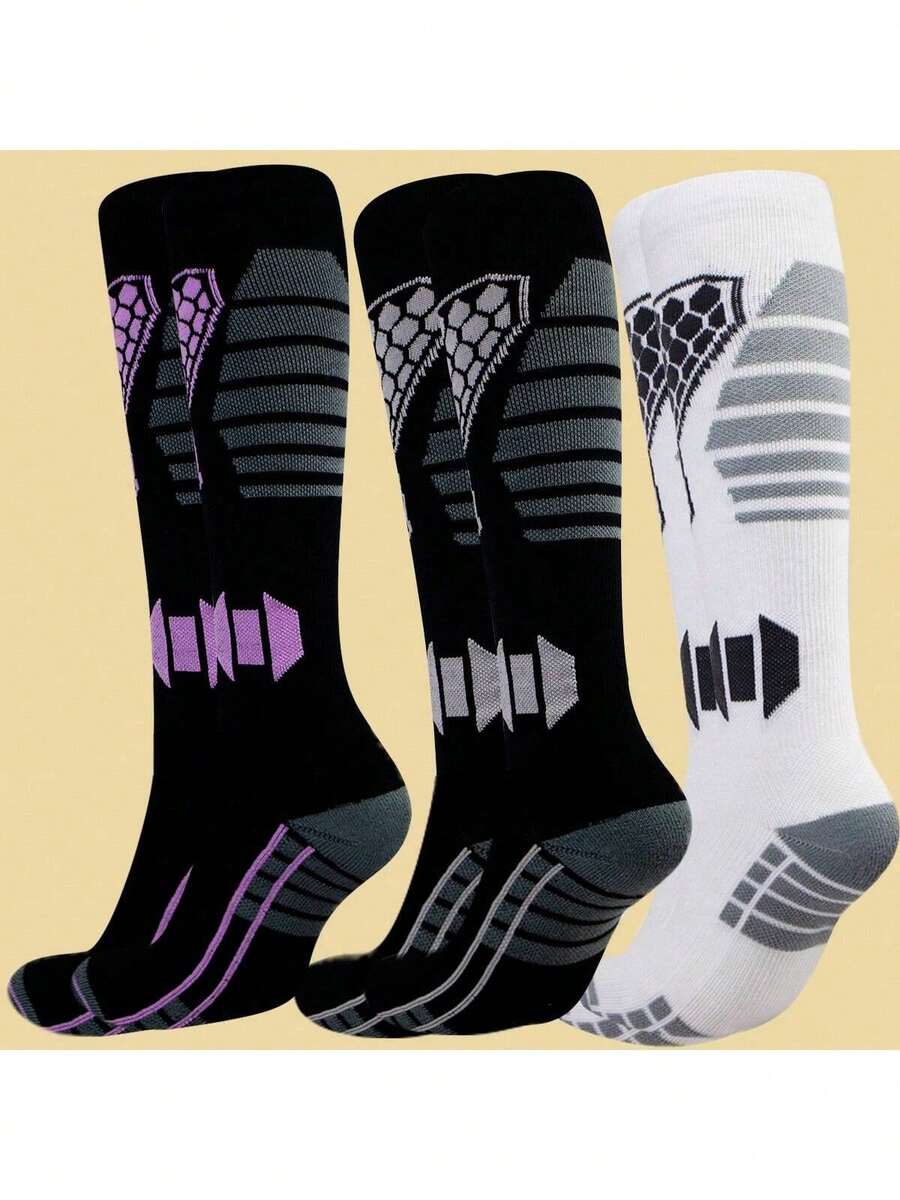 Skiing Socks, Men's Winter Warmers, Women's Compression Stockings, Professional Cycling, Hiking, Running, Trekking, Long Tube Socks - Multicolor - View 1