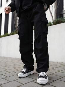 Artur Kramer Men's Casual Fashion Cargo Pants With Multiple Pockets, Workwear Trousers For Spring And Autumn - Black - View 5