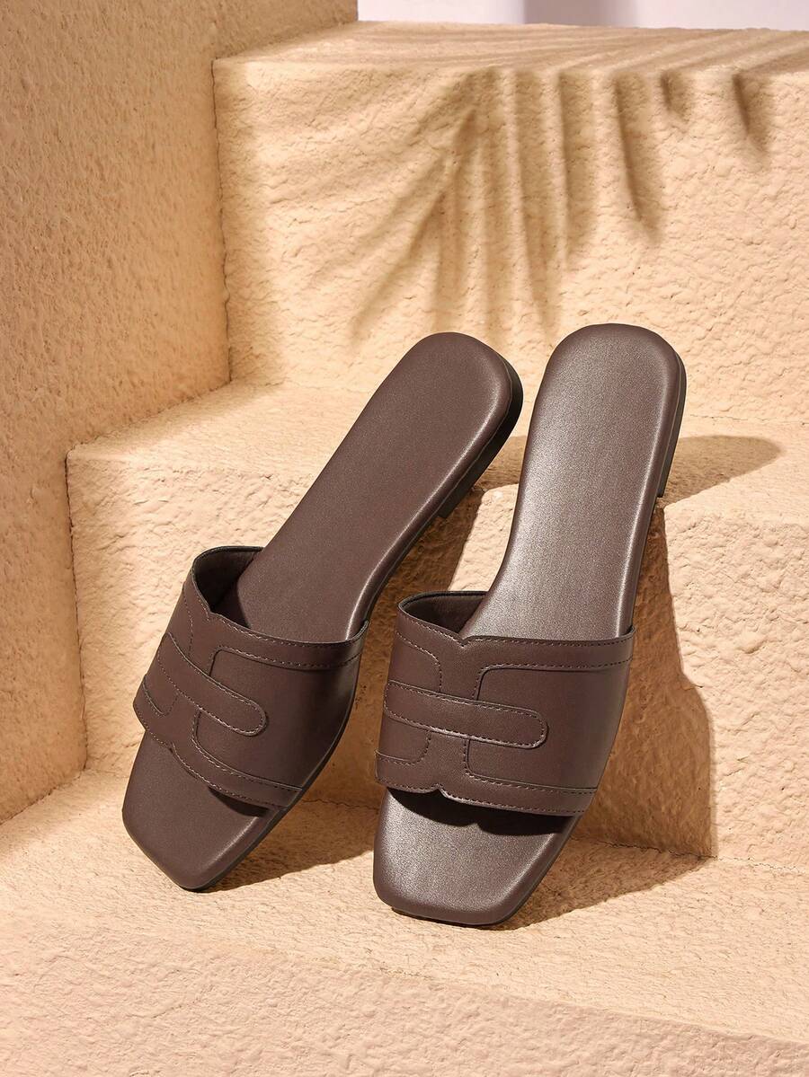 Women's Casual Versatile Slip-On Flat Shoes - Coffee Brown - View 1